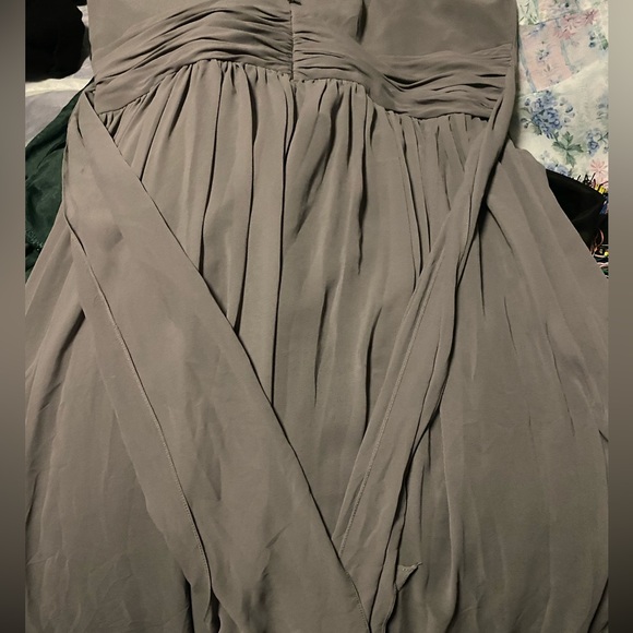 Monique Lhuillier Bridesmaids Grey Cocktail Dress with attached Sash size 18 - Picture 6 of 9